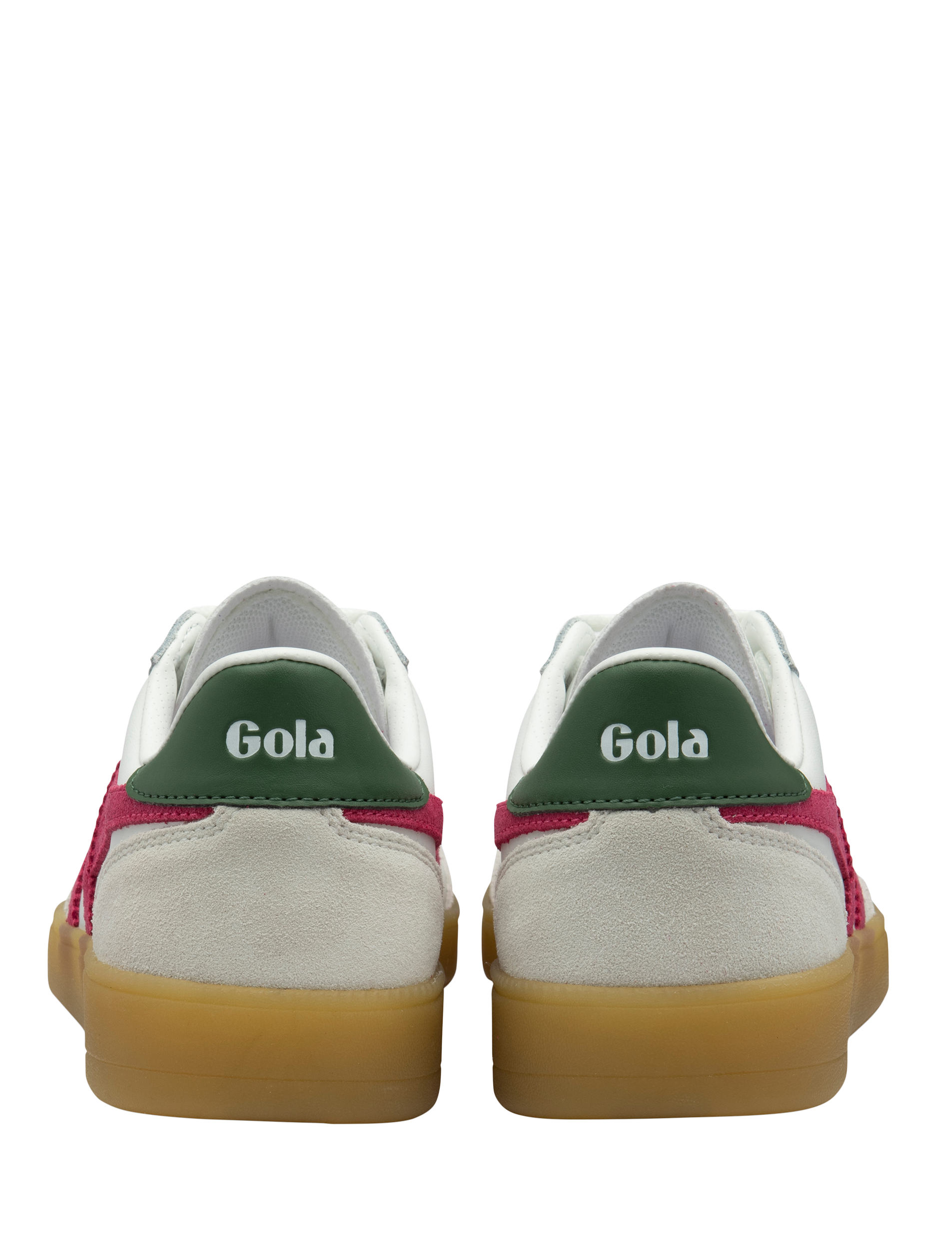 Product image 4 of 5, which shows Gola Viper Leather Trainers, White/Fuchsia/Evergreen, 4
