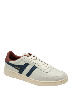 Gola Contact Leather Trainers, Off White/Navy/Rust - view 2, Off White/Navy/Rust