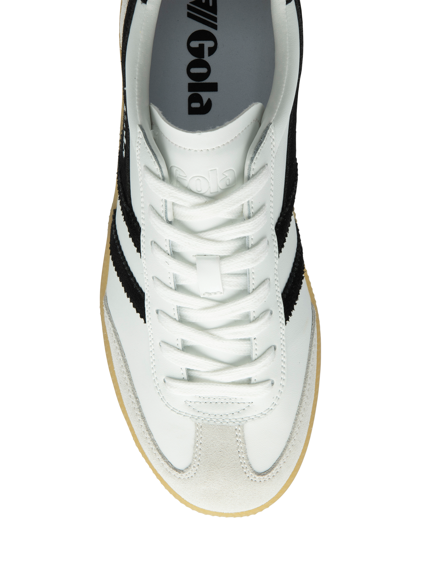 Product image 5 of 5, which shows Gola Viper Leather Trainers, White/Black/Gum, 6