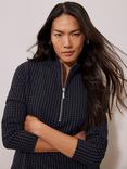 Mint Velvet Pinstripe Zip Top, Navy