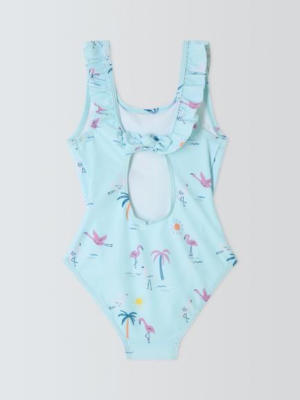 John Lewis Kids' Flamingo Swimsuit, Blue - view 2, Blue