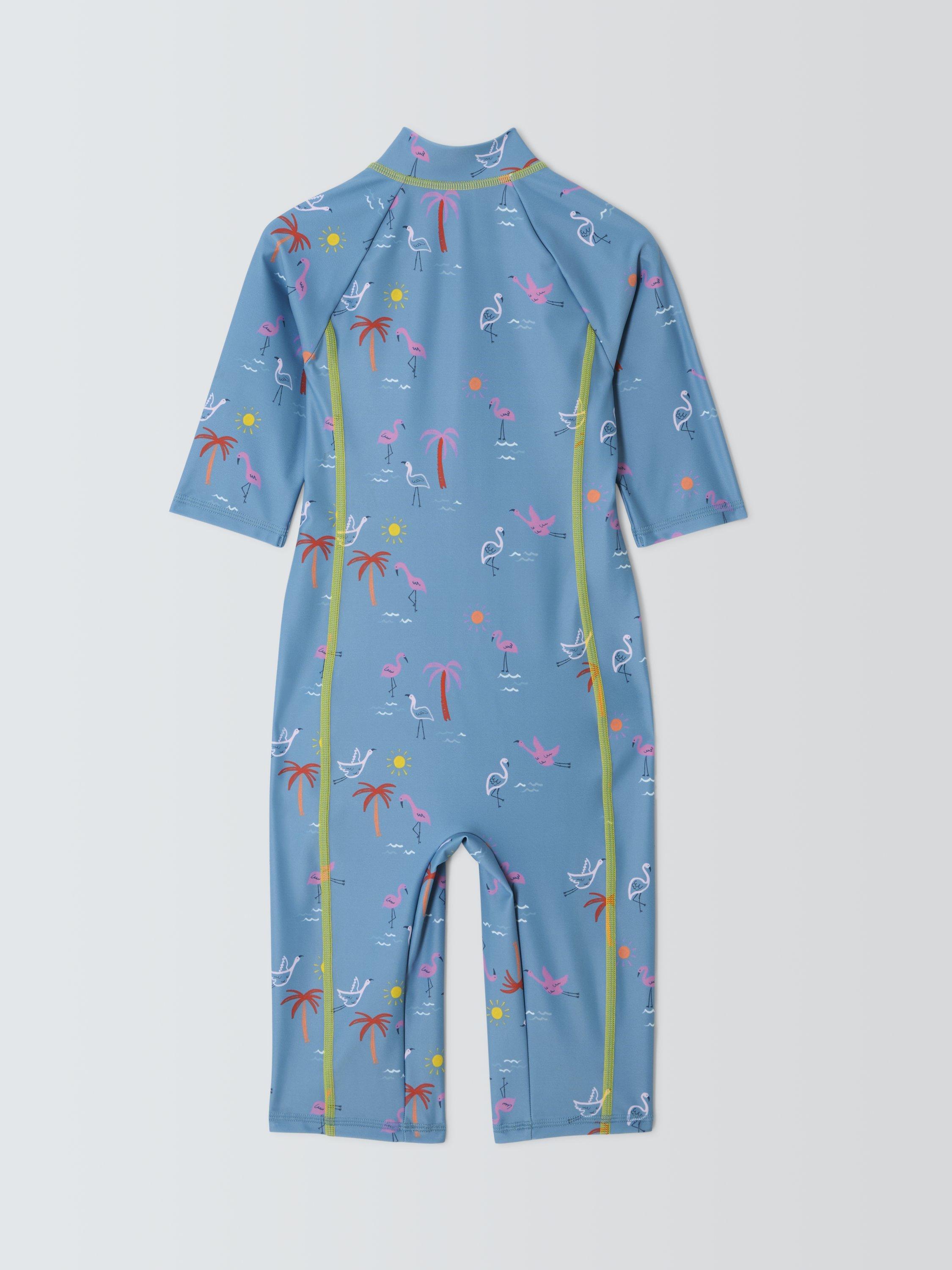 Product image 6 of 7, which shows John Lewis Kids' Flamingo Sunpro Swimsuit, Blue, 3 years
