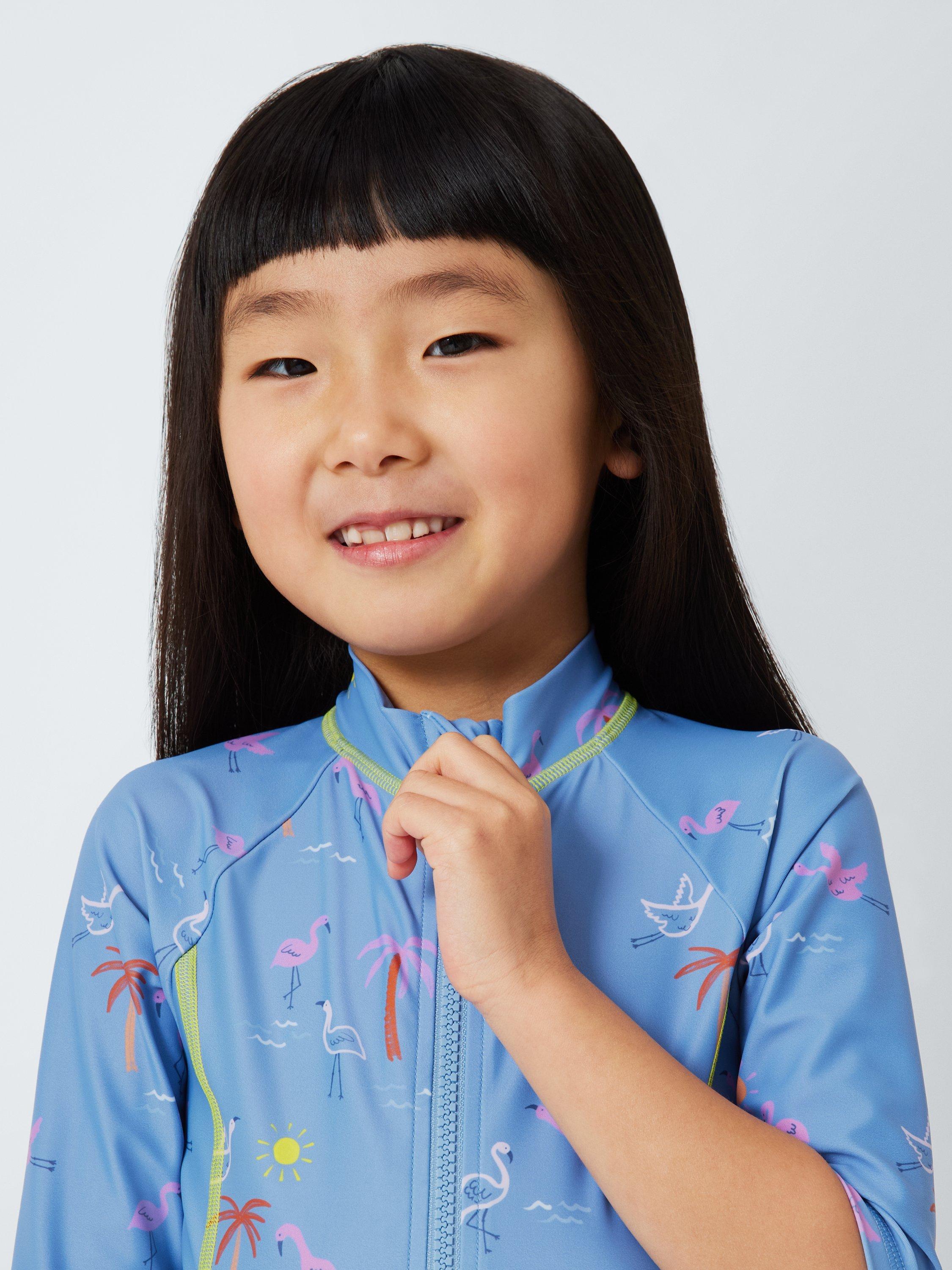 Product image 5 of 7, which shows John Lewis Kids' Flamingo Sunpro Swimsuit, Blue, 3 years