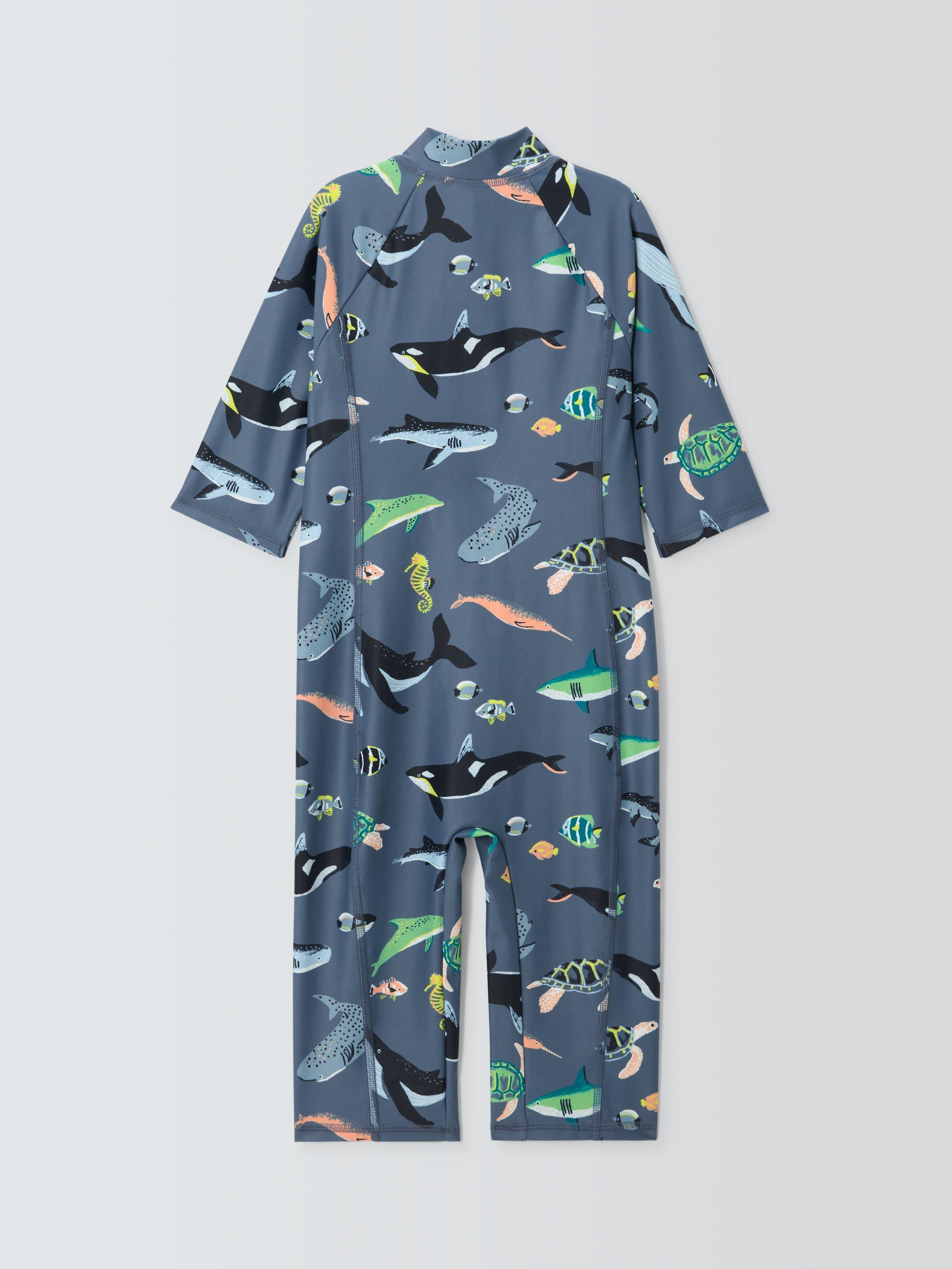 Product image 7 of 7, which shows John Lewis Kids' Deep Waters Sunpro Swimsuit, Blue, 2 years