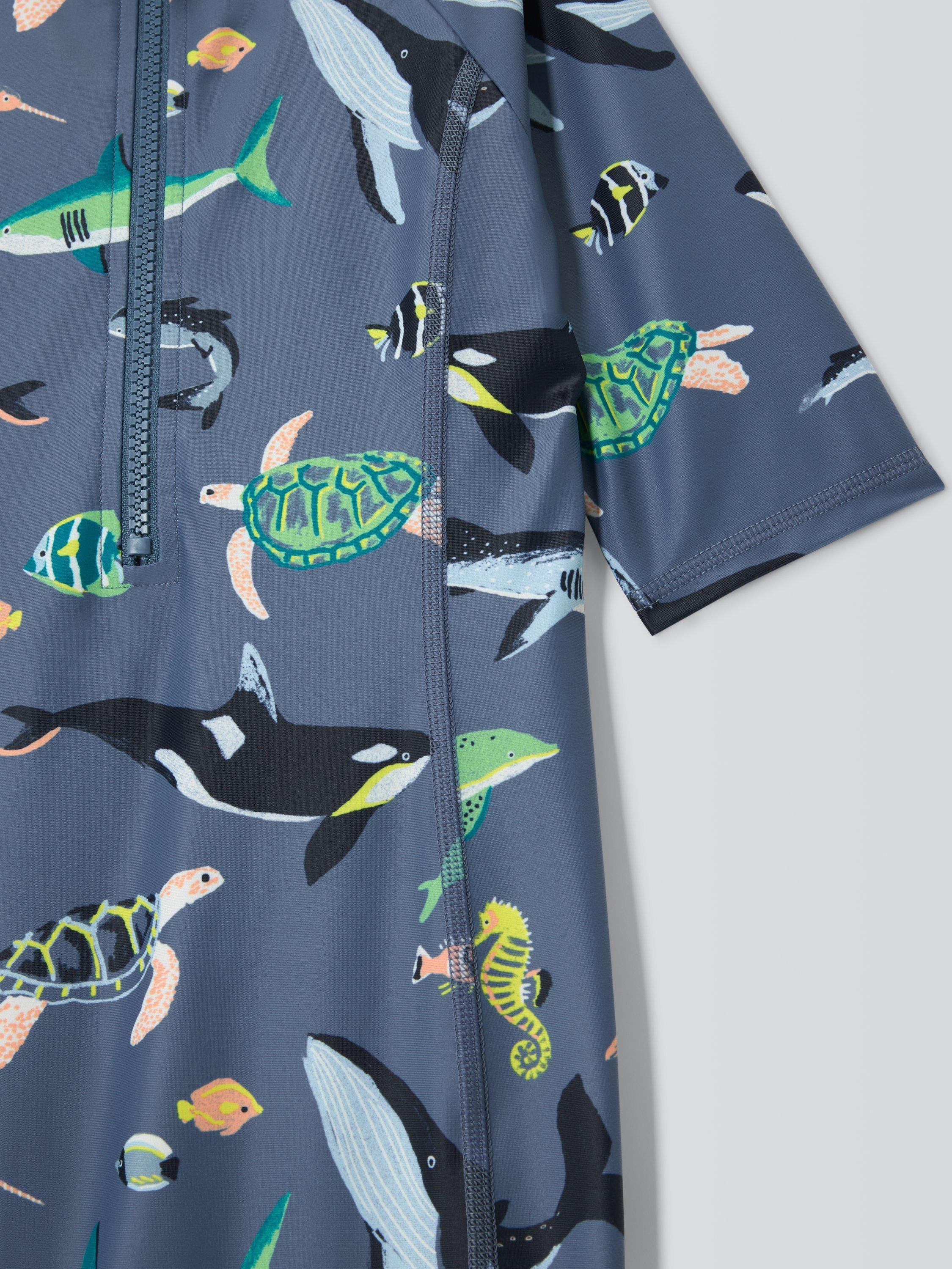 Product image 5 of 7, which shows John Lewis Kids' Deep Waters Sunpro Swimsuit, Blue, 2 years