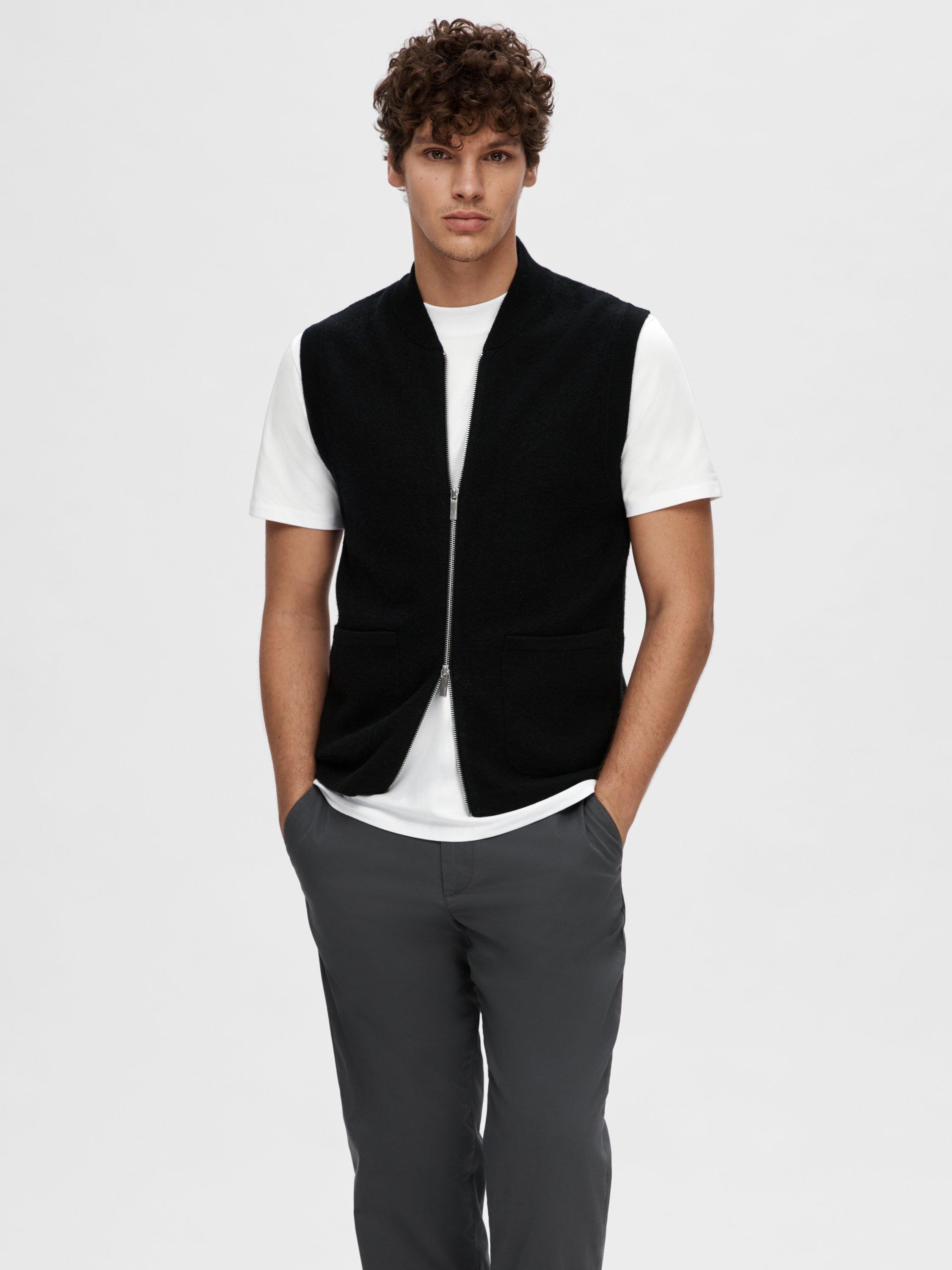 Product image 1 of 6, which shows SELECTED HOMME Merino Wool Knit Gilet, Black, S
