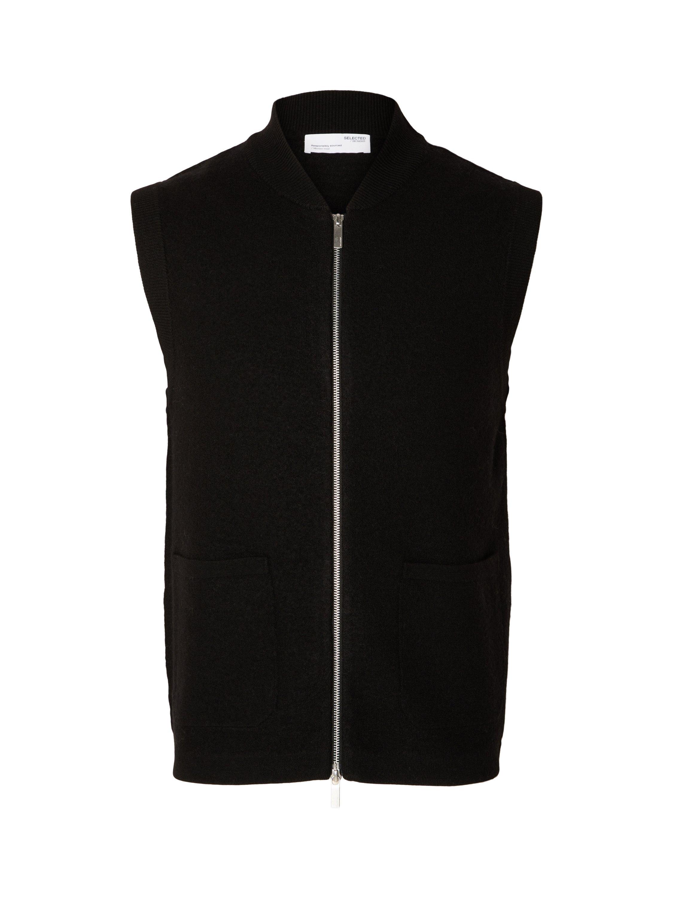 Product image 6 of 6, which shows SELECTED HOMME Merino Wool Knit Gilet, Black, S