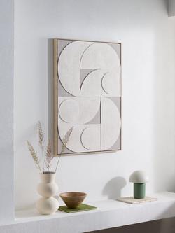 John Lewis 'Neutral Shapes' Framed Hand Painted 3D Canvas, Neutral - view 2, Natural
