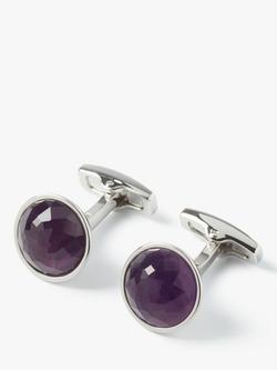 Simon Carter Rondo Amethyst Cufflinks, Silver/Purple, Silver/Purple
