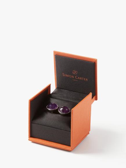 Simon Carter Rondo Amethyst Cufflinks, Silver/Purple - view 2, Silver/Purple