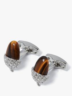 Simon Carter Acorn Tigerseye Cufflinks, Brown, Silver/Brown