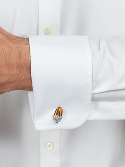 Simon Carter Acorn Tigerseye Cufflinks, Brown - view 2, Silver/Brown