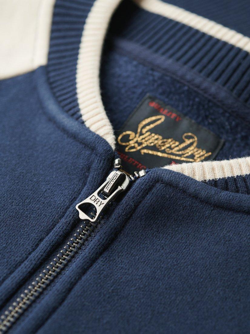 Product image 6 of 7, which shows Superdry College Script Graphic Bomber Jacket, Atlantic Navy, 8