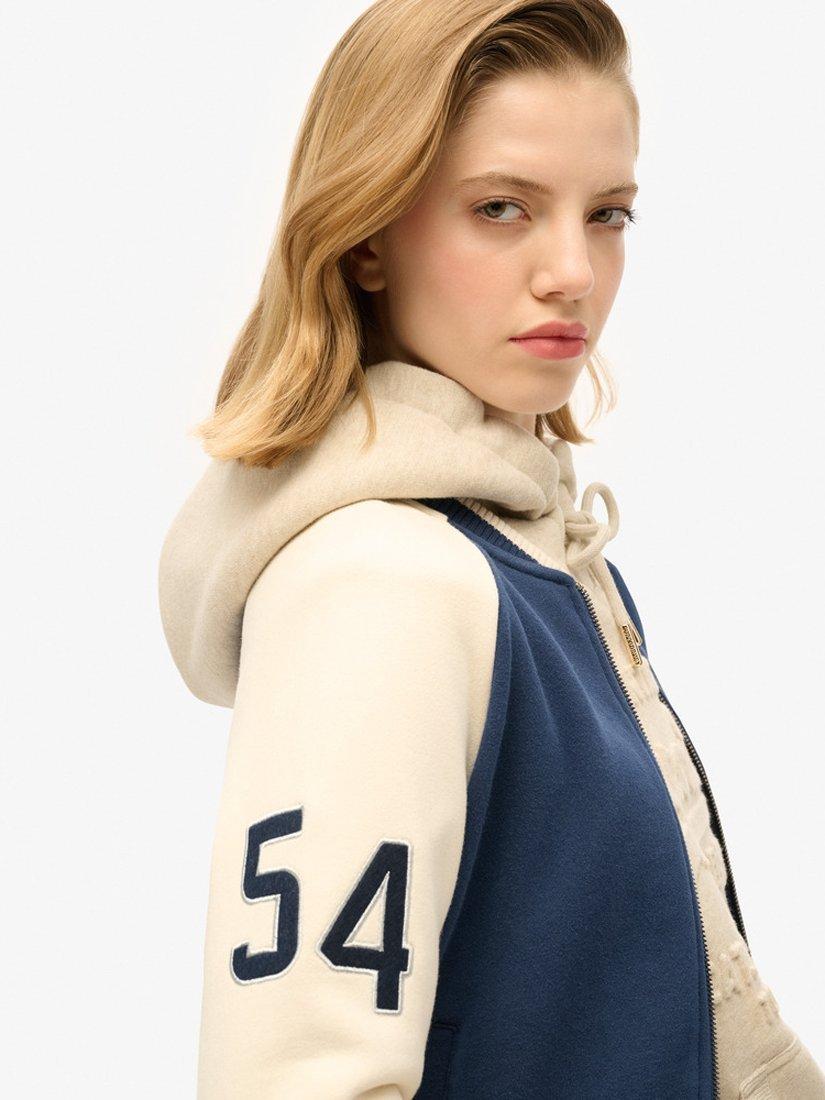 Product image 7 of 7, which shows Superdry College Script Graphic Bomber Jacket, Atlantic Navy, 8