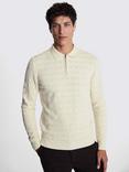 Moss Cable Boucle Long Sleeve Polo Shirt, Beige