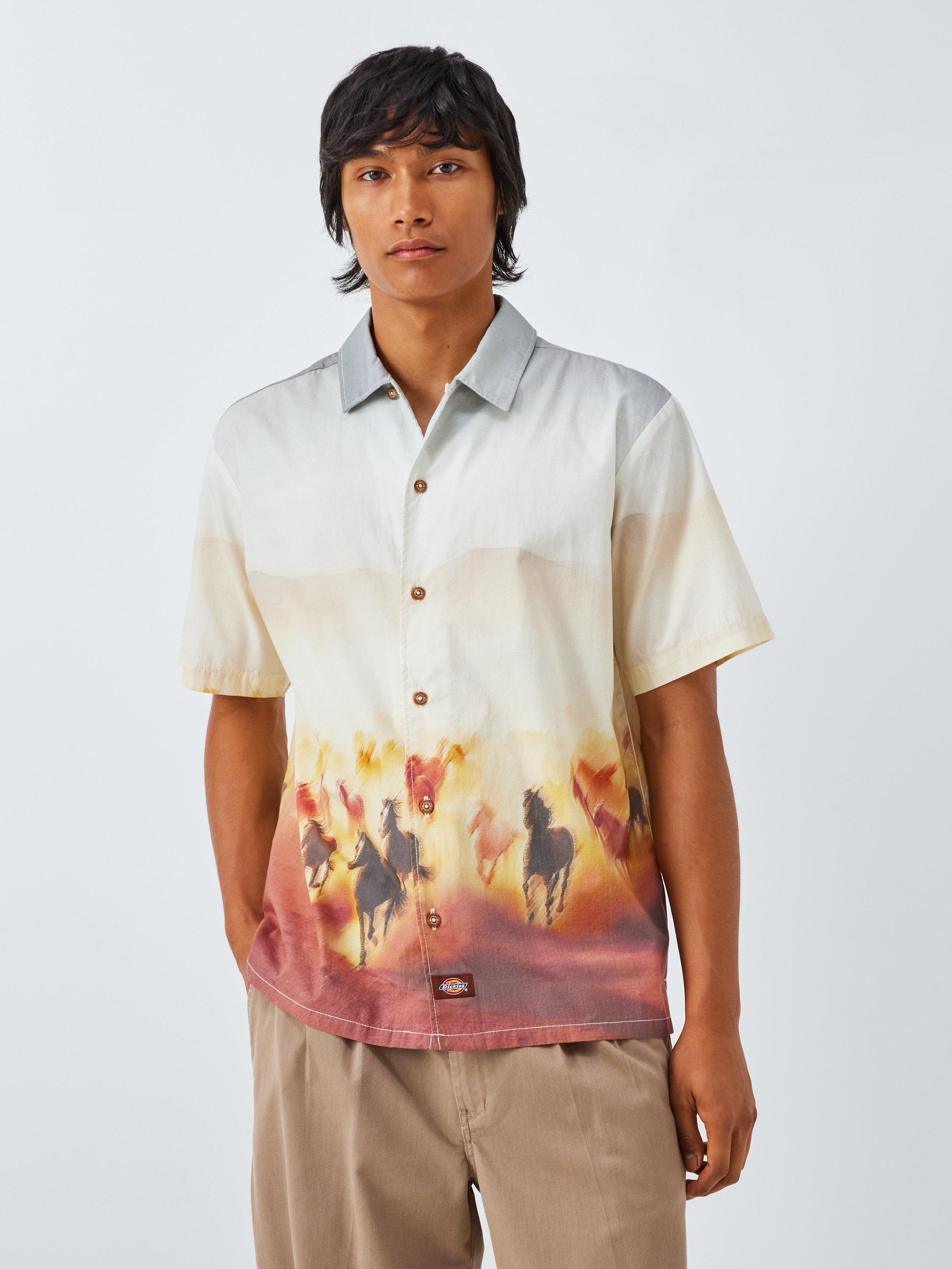 Product image 1 of 6, which shows Dickies Cotton Regular Fit Run Wild Graphic Shirt, Oak Buff, L