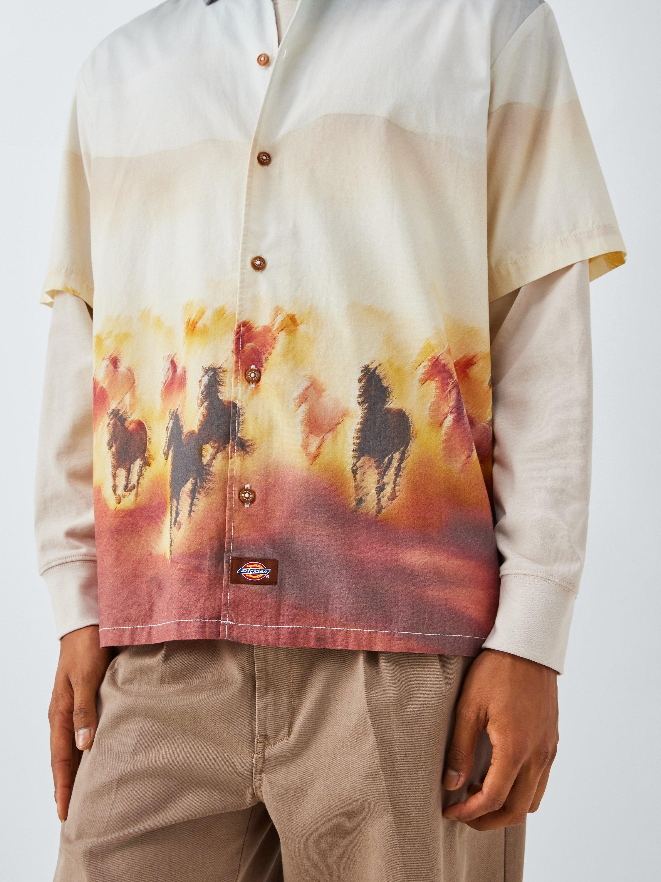 Product image 6 of 6, which shows Dickies Cotton Regular Fit Run Wild Graphic Shirt, Oak Buff, L