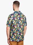 Simon Carter Parrot Fruit Short Sleeve Linen Shirt, Blue/Multi