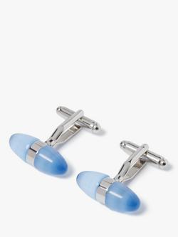 Simon Carter Catseye Egg Blue Cufflinks, Silver/Light Blue, Silver/Light Blue