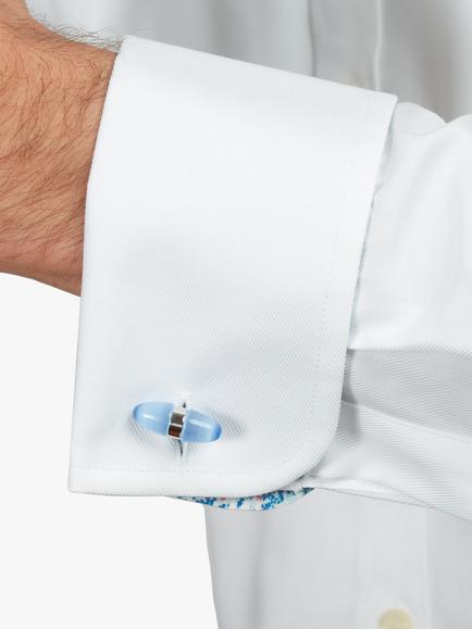 Simon Carter Catseye Egg Blue Cufflinks, Silver/Light Blue - view 2, Silver/Light Blue