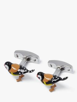 Simon Carter Enamelled Goldfinch Cufflinks, Multi, Multi