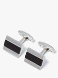 Simon Carter Half Barrel Onyx Cufflinks, Silver/Black