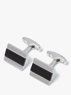 Simon Carter Half Barrel Onyx Cufflinks, Silver/Black, Silver/Black