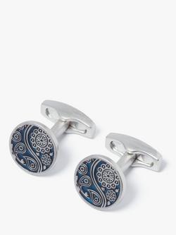 Simon Carter Paisley Cufflinks, Navy, Navy