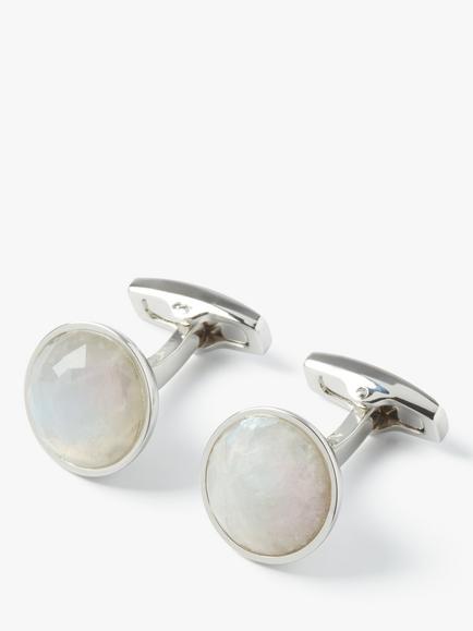 Simon Carter Rondo Amethyst Cufflinks, Silver/Purple, Silver/White