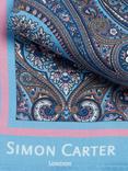 Simon Carter Paisley Silk Pocket Square, Light Blue/Multi