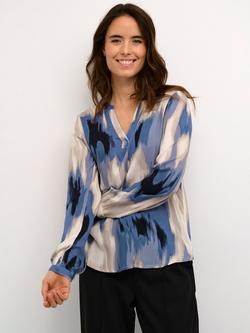 KAFFE Beathe Abstract Blouse, Beige/Multi, Beige/Multi