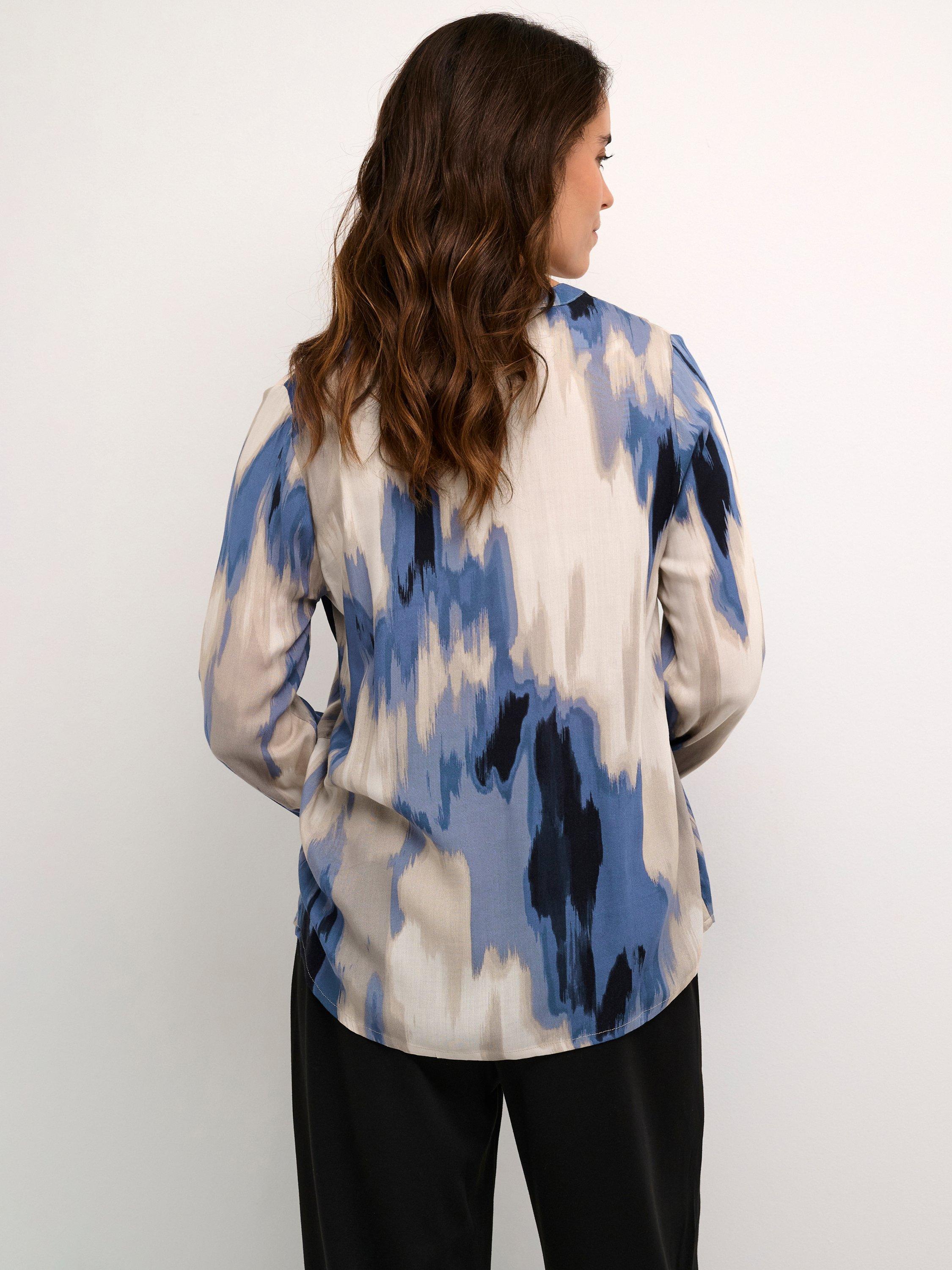 Product image 2 of 6, which shows KAFFE Beathe Abstract Blouse, Beige/Multi, 8