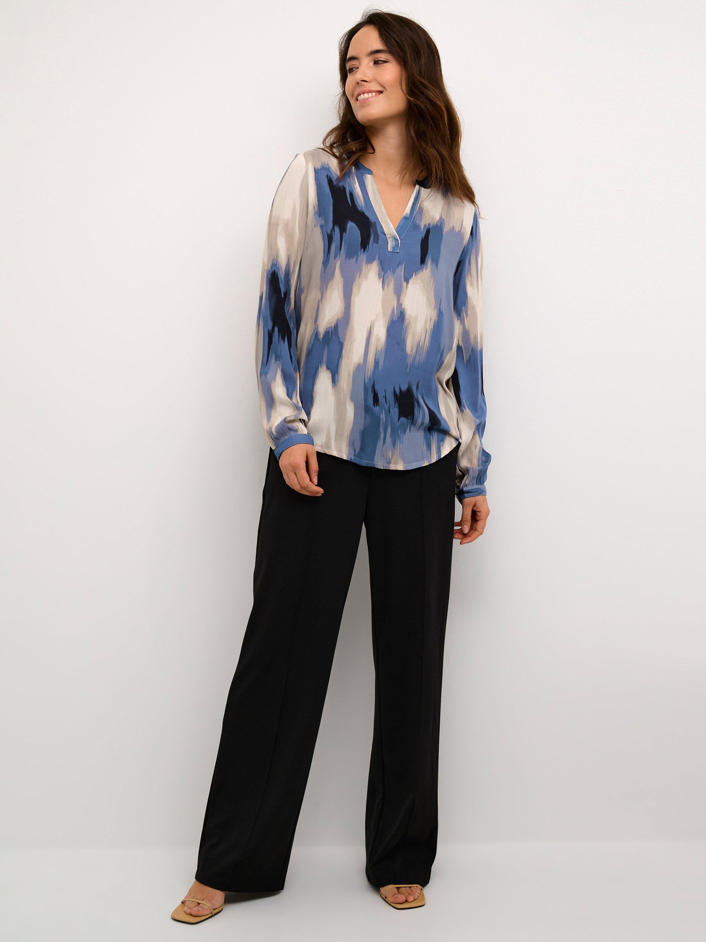Product image 3 of 6, which shows KAFFE Beathe Abstract Blouse, Beige/Multi, 8