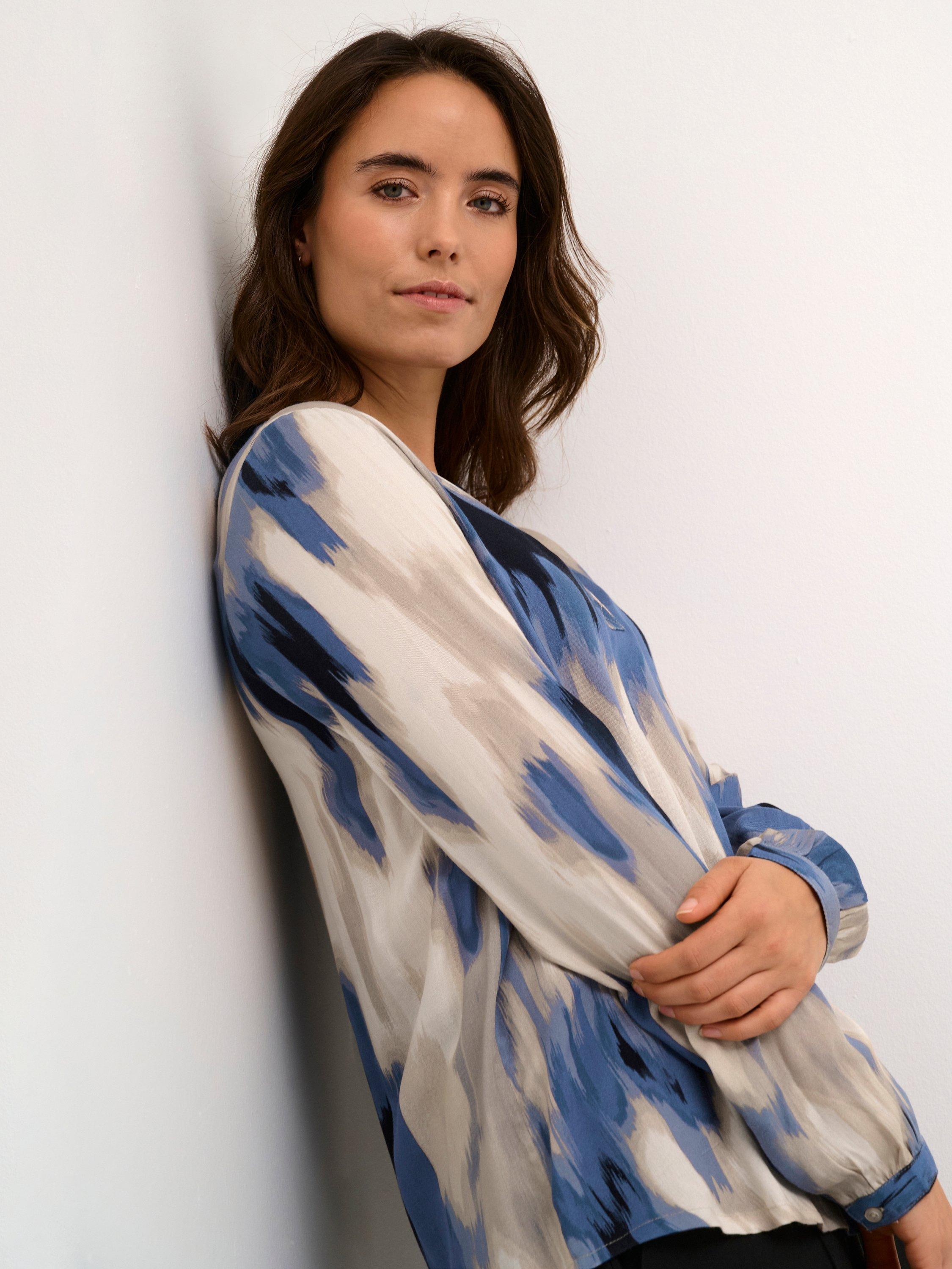 Product image 4 of 6, which shows KAFFE Beathe Abstract Blouse, Beige/Multi, 8