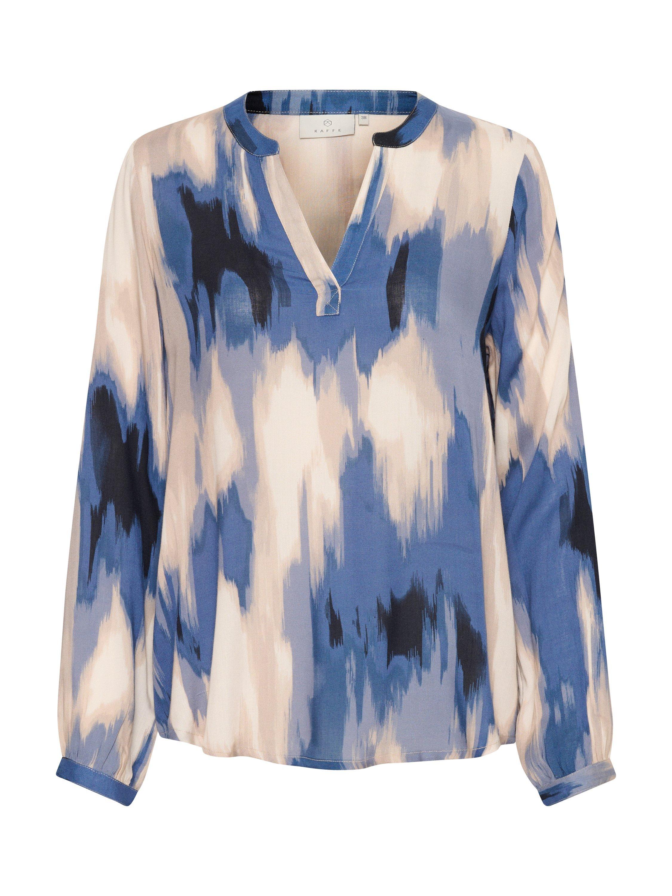 Product image 5 of 6, which shows KAFFE Beathe Abstract Blouse, Beige/Multi, 8