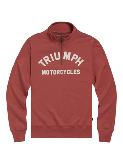 Triumph Motorcycles Ribble Quarter-Zip Logo Cotton Twill Sweatshirt, Rust, Rust
