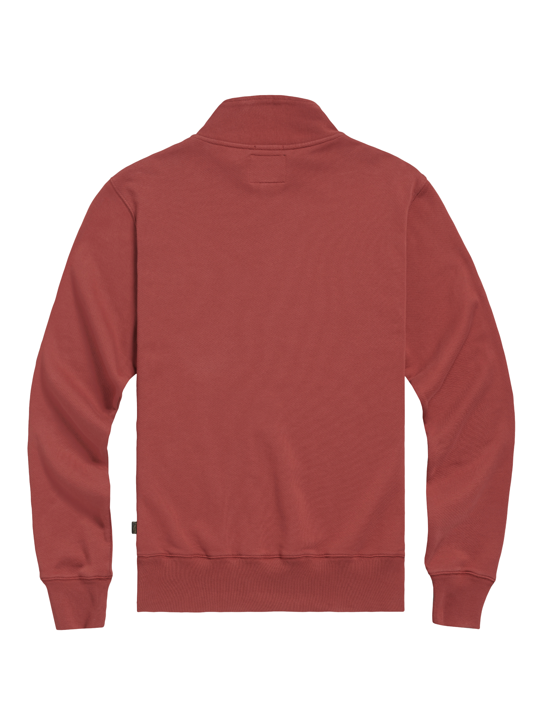 Product image 2 of 2, which shows Triumph Motorcycles Ribble Quarter-Zip Logo Cotton Twill Sweatshirt, Rust, S
