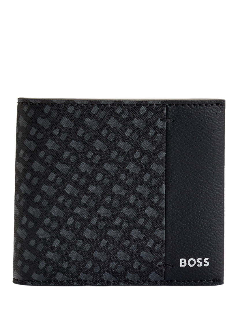 BOSS Embossed Logo Leather Wallet, Black