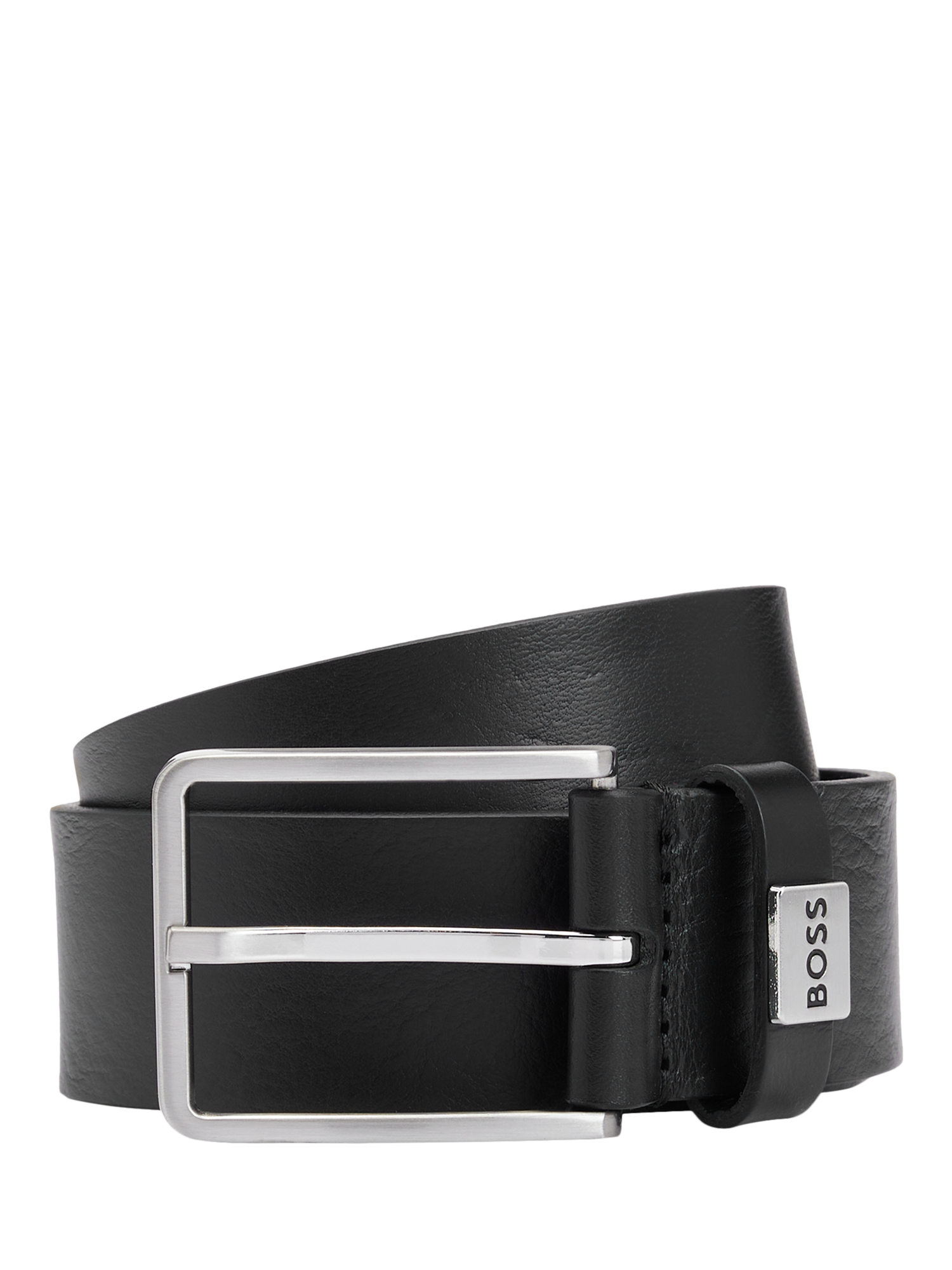 BOSS Logo Keeper Leather Belt, Black