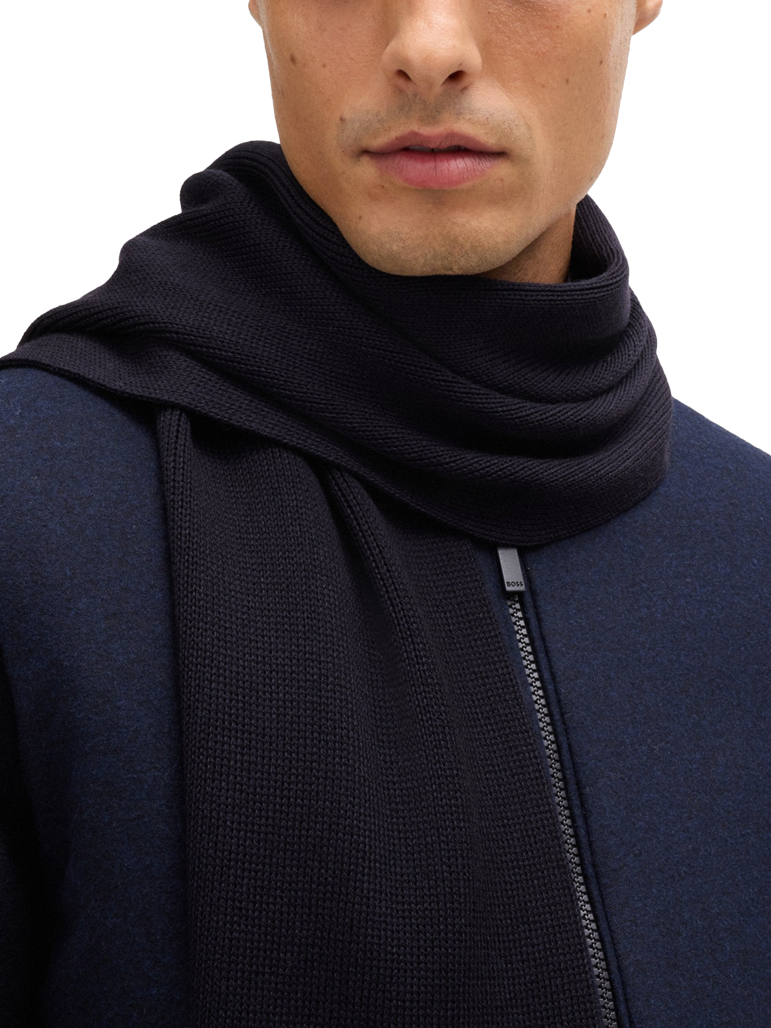 Product image 4 of 4, which shows BOSS Wool Scarf, Dark Blue, One Size