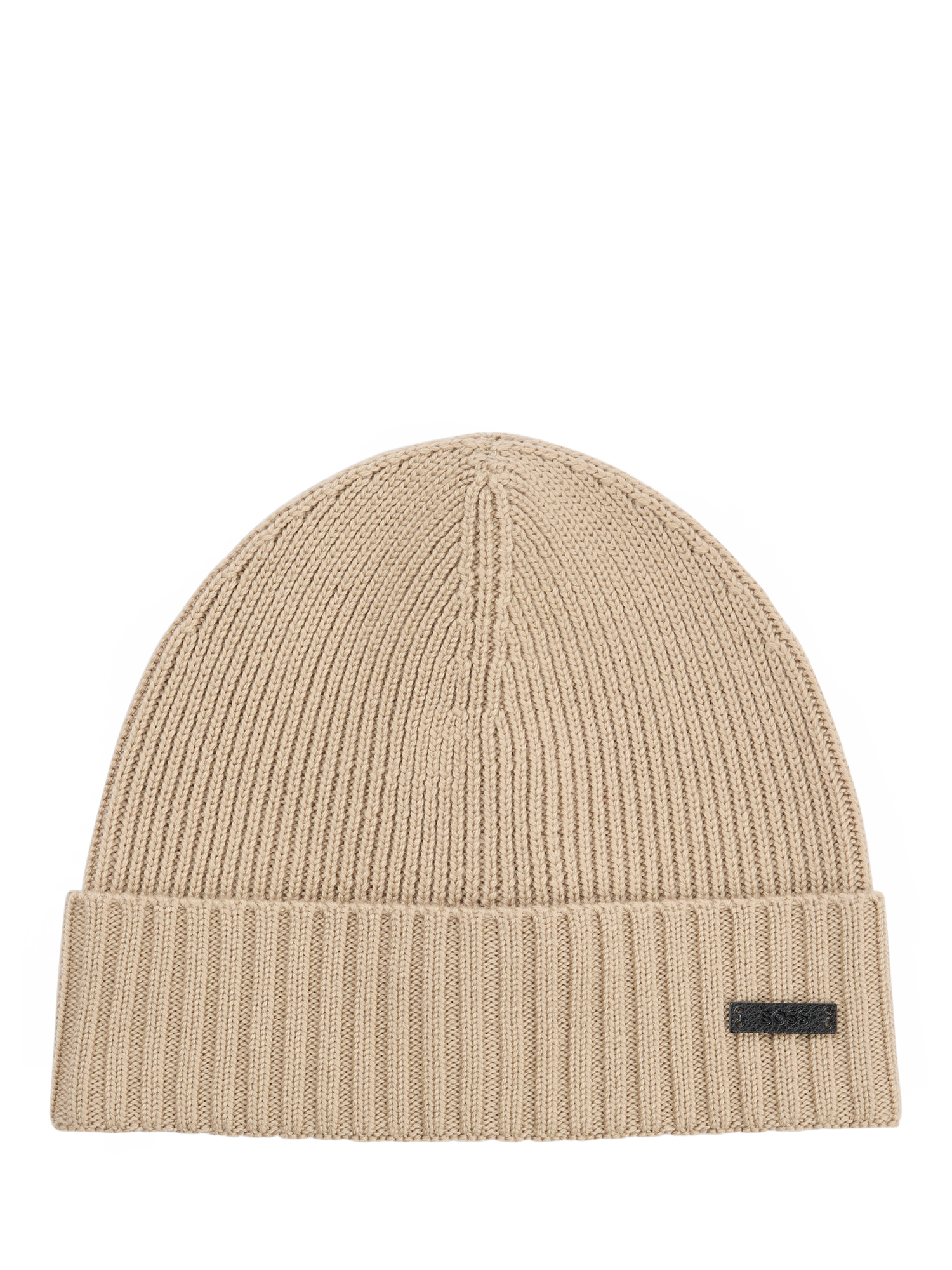 BOSS Rib Knit Beanie, Light Beige