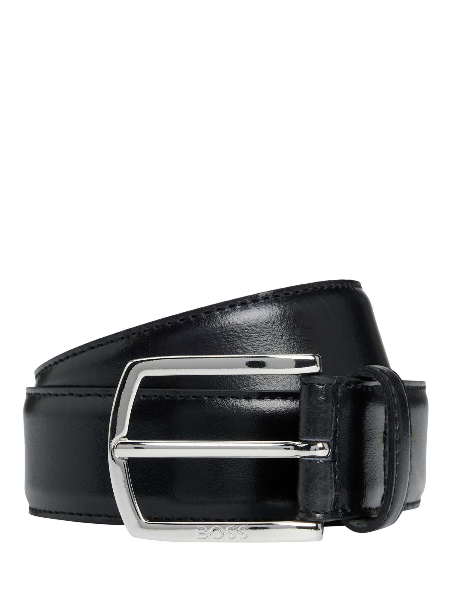 Product image 1 of 4, which shows BOSS Italian Leather Belt, Black, 34