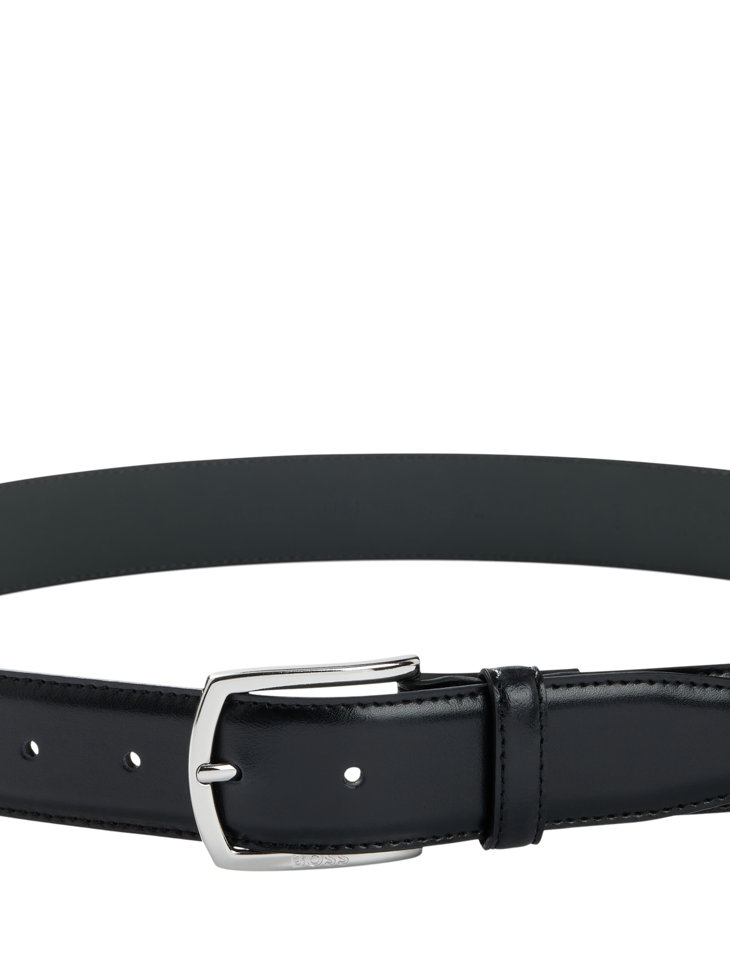 Product image 3 of 4, which shows BOSS Italian Leather Belt, Black, 34