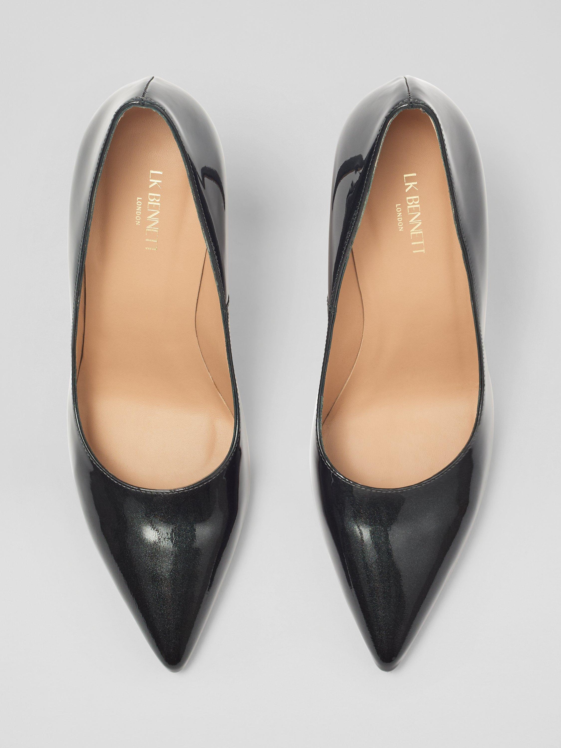Product image 2 of 3, which shows L.K.Bennett Fern Leather Pointed Heeled Courts, Pewter, 5