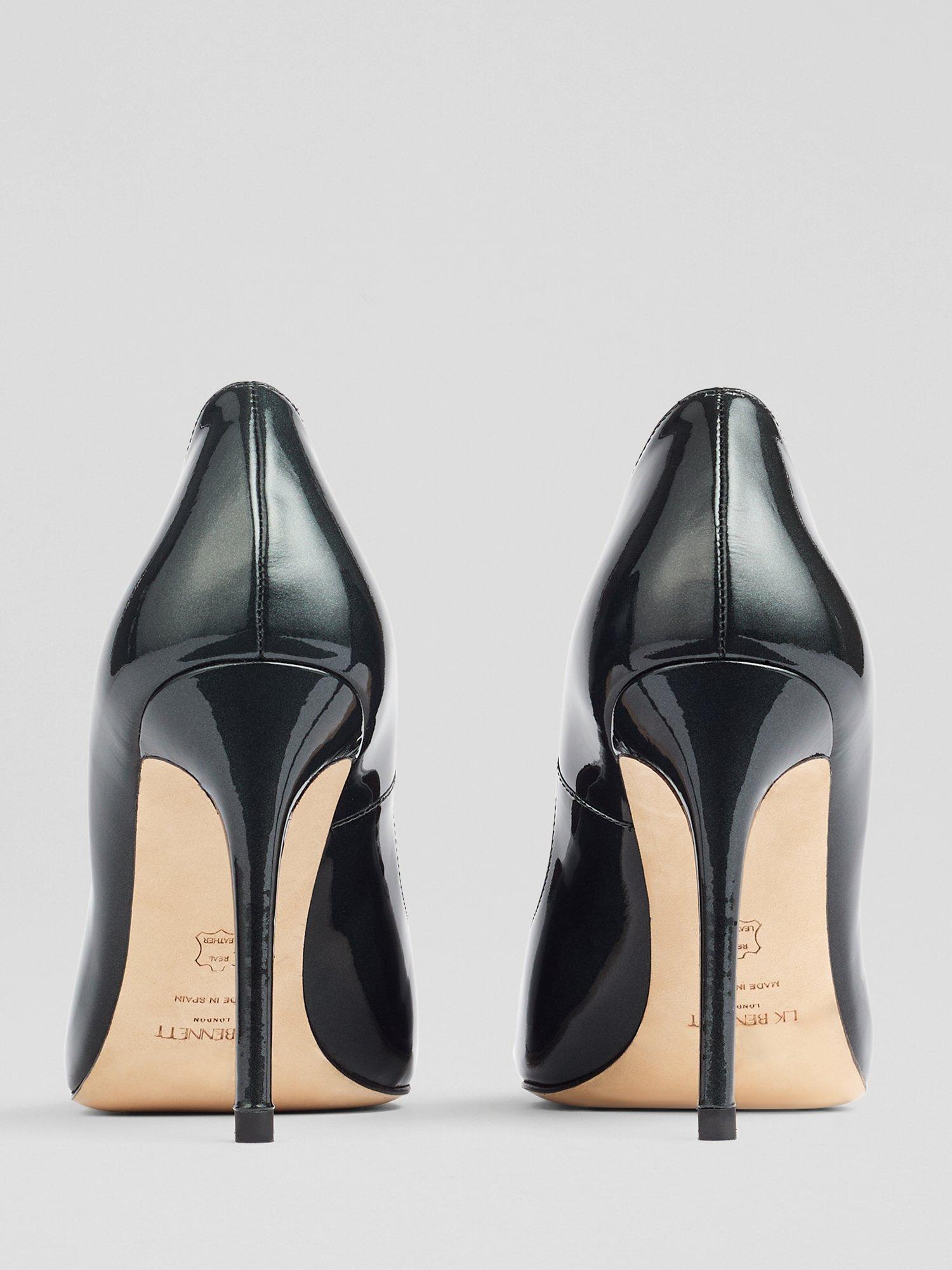 Product image 3 of 3, which shows L.K.Bennett Fern Leather Pointed Heeled Courts, Pewter, 5