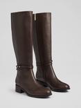 L.K.Bennett Bena Leather Knee High Riding Boots, Chocolate