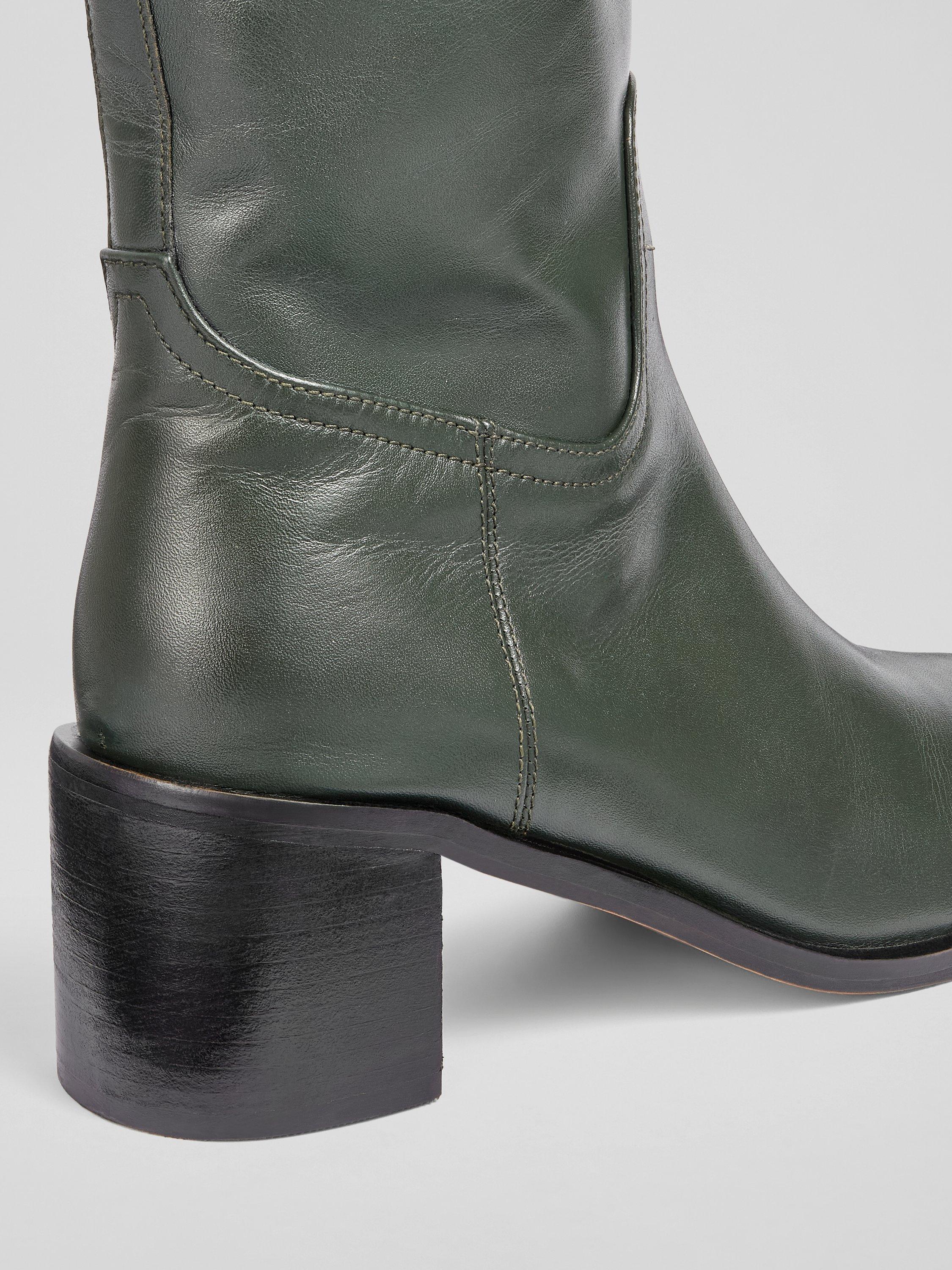 Product image 3 of 3, which shows L.K.Bennett Claude Leather Knee High Boots, Dark Green, 8