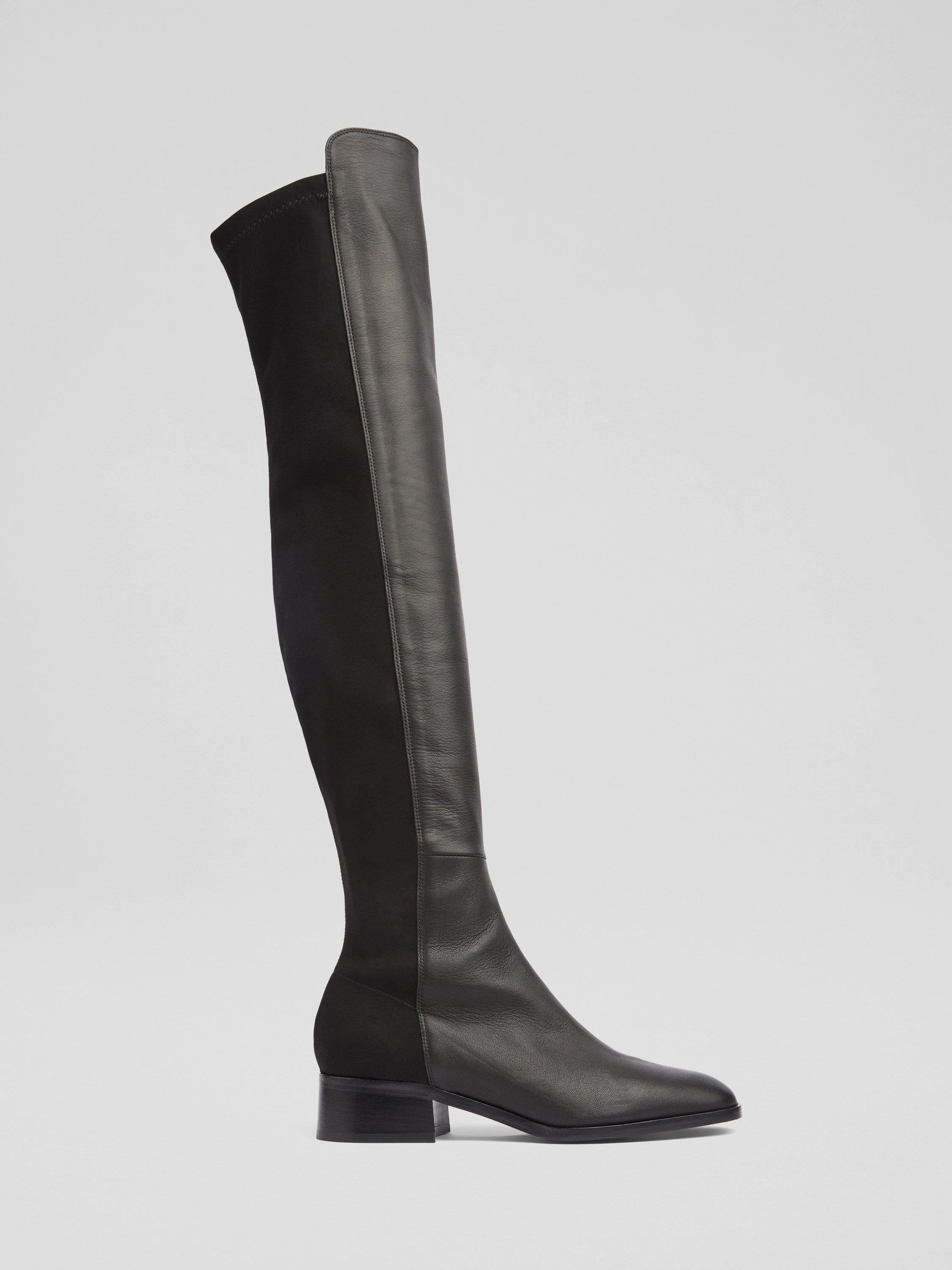 L.K.Bennett Duke Leather Knee High Boots Black