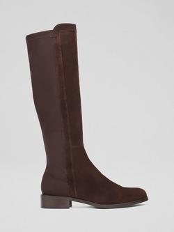 L.K.Bennett Tallis Suede Knee High Boots, Dark Chocolate, Dark Chocolate