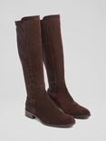 L.K.Bennett Tallis Suede Knee High Boots, Dark Chocolate